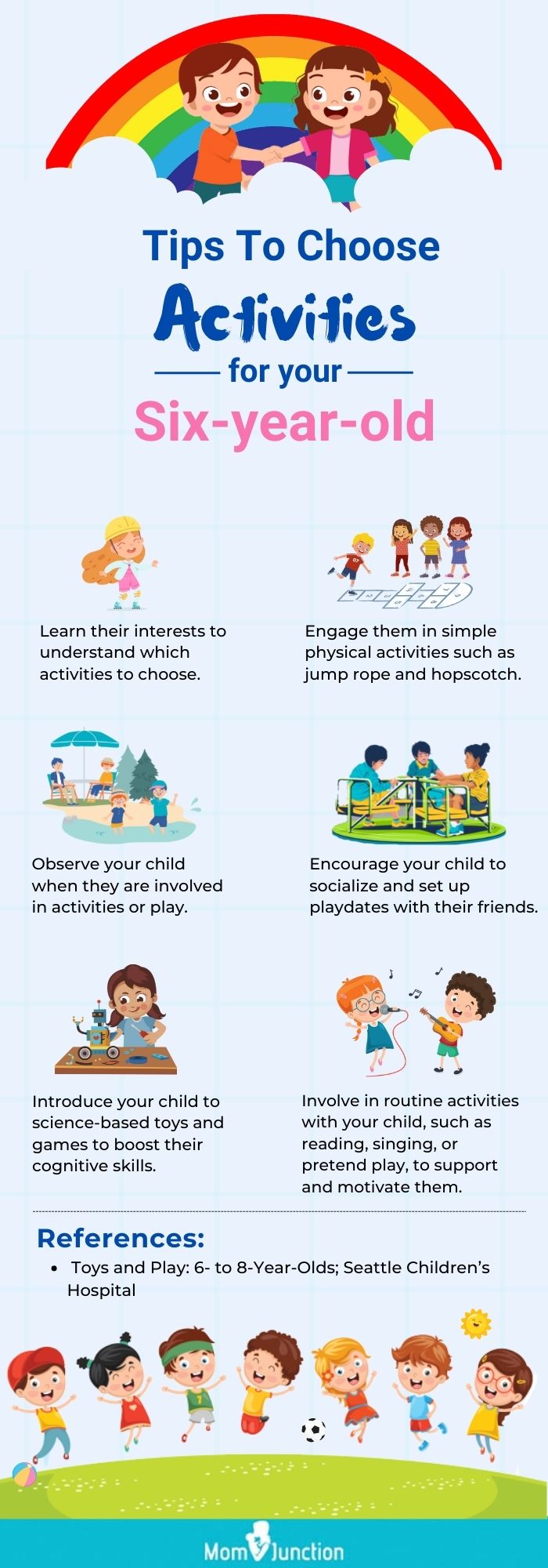 tips to choose activities for your six year old (infographic)