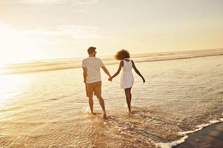 Walking by the seashore on a pleasant afternoon