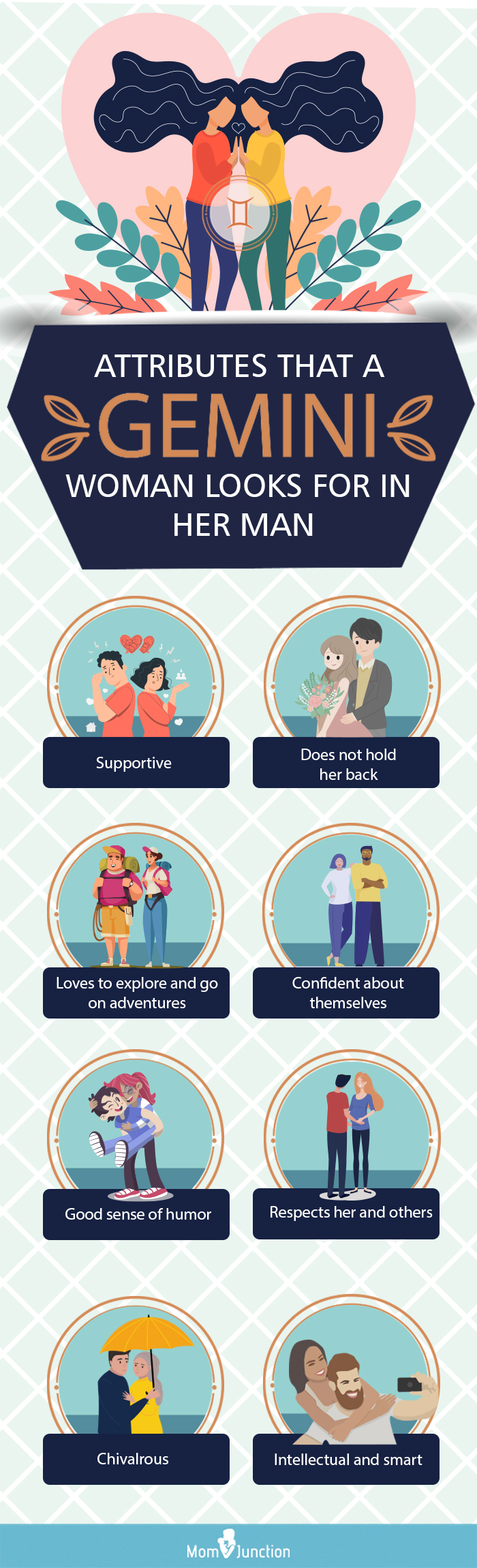 what traits does a gemini woman look for in a man (infographic)