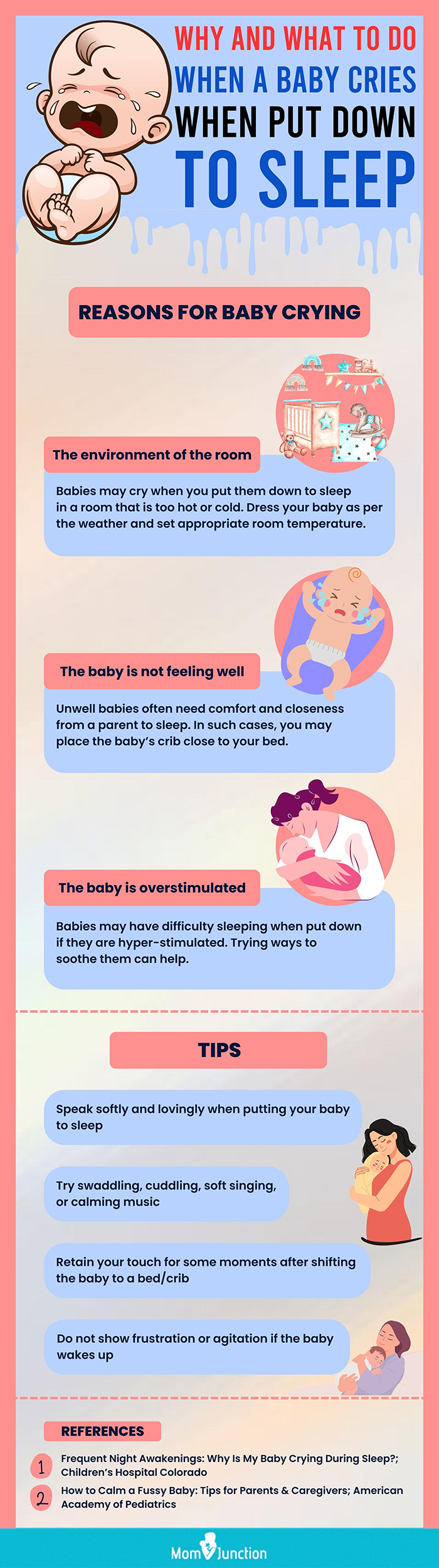 what to do when baby cries when put down to sleep (infographic)