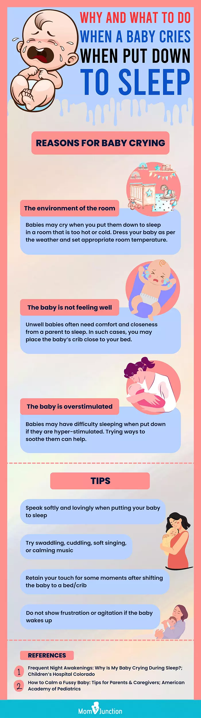 what to do when baby cries when put down to sleep (infographic)