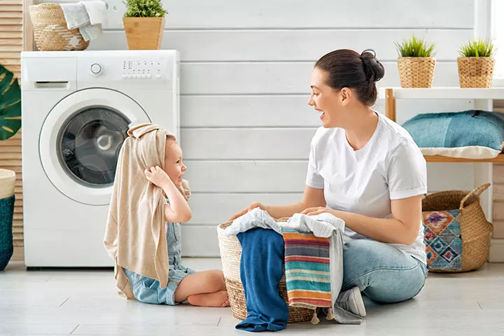 Wife doing laundry