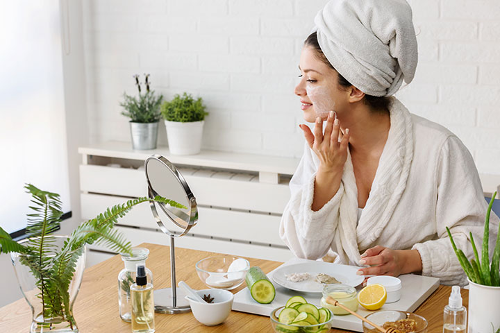 Woman indulging in skincare and me-time