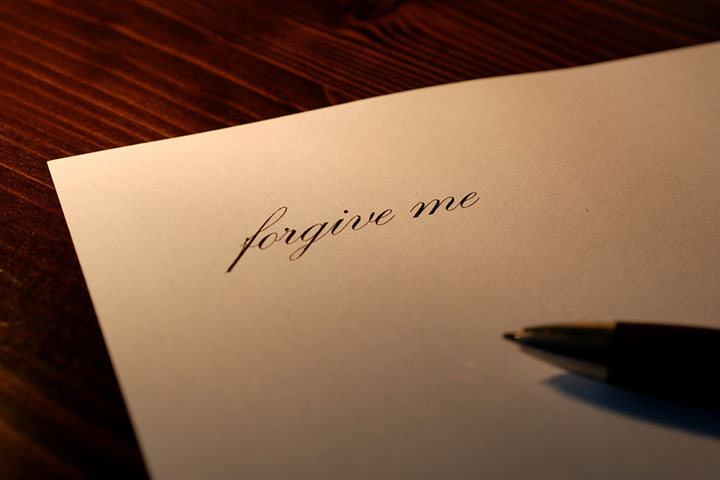 Writing a letter seeking forgiveness