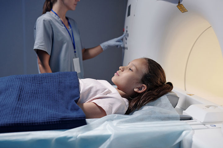 A CT scan helps diagnose mesenteric lymphadenitis in children