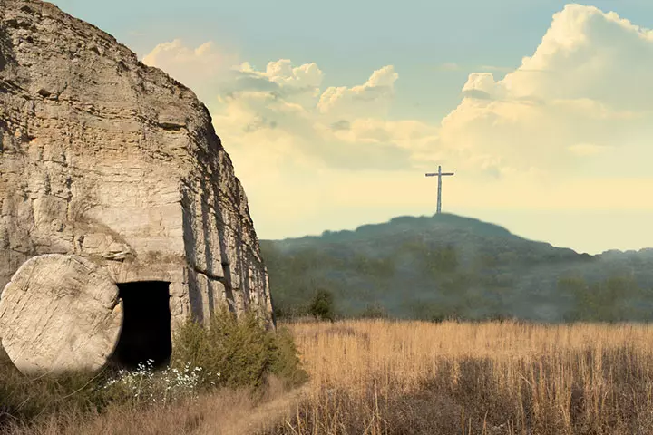 A large stone was placed in front of Jesus's tomb