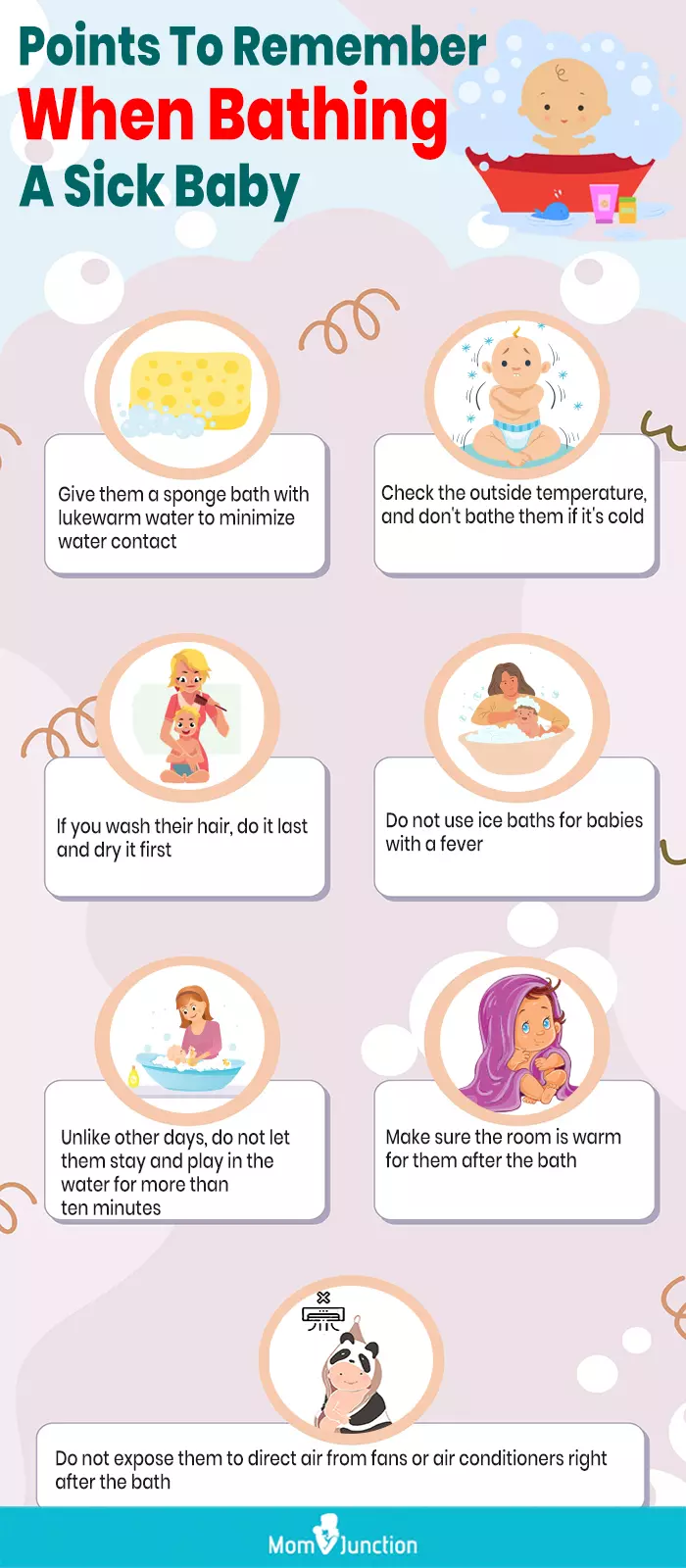 points to rememeber when bathing a sick baby (infographic)