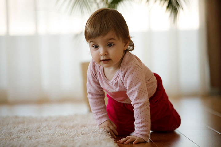 Babies can get into a sitting position and start crawling