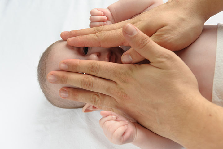 Baby massage relieves stress and relaxes the muscles