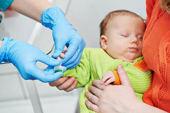 Blood tests help diagnose genetic disorders in baby.