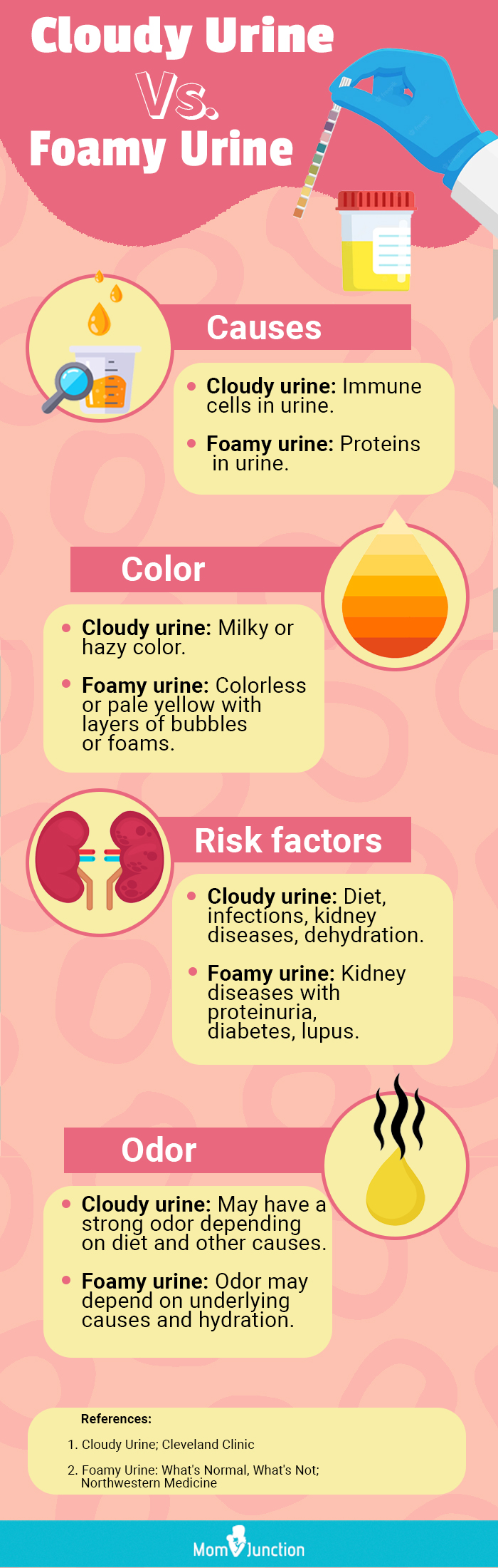 cloudy urine vs. foamy urine (infographic)