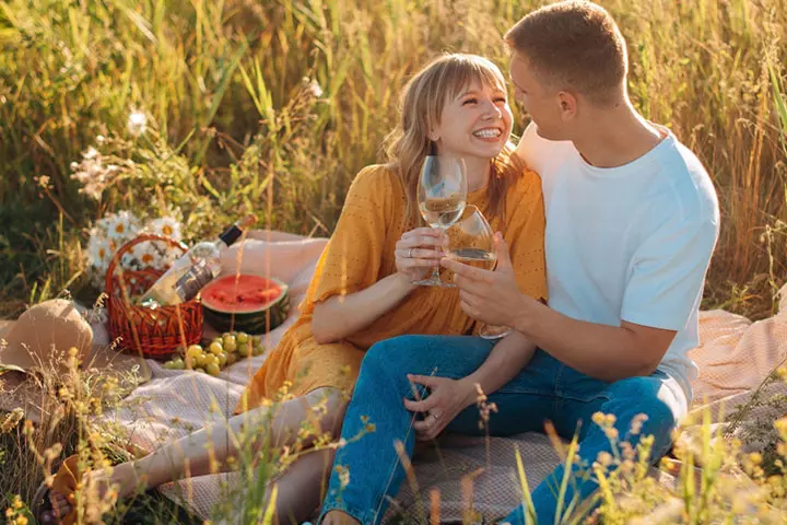 Couple celebrating at a picnic
