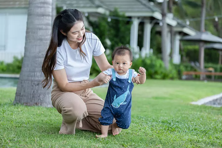 During 6 to 8 months, babies can stand when held