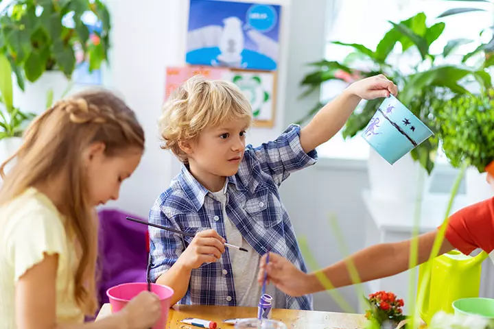 Encourage children to color the pots, garden activities
