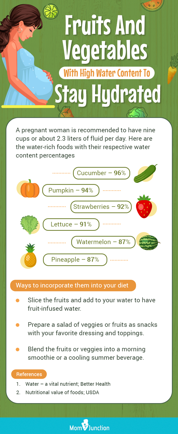 fruits and vegetables with high water content to stay hydrated (infographic)