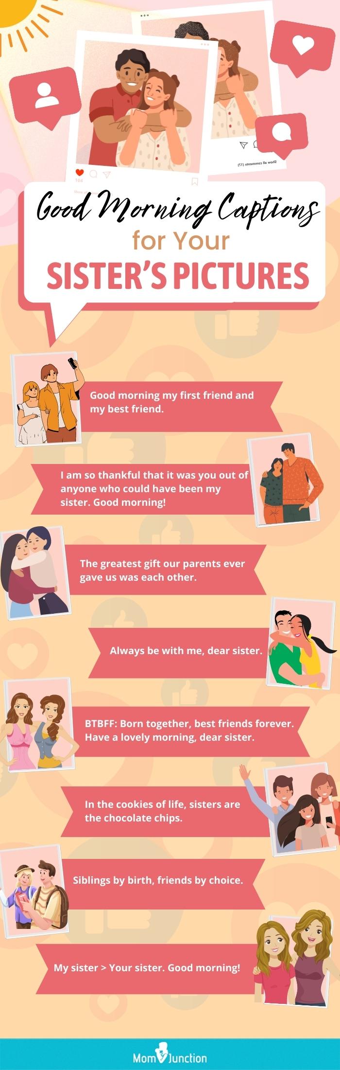 good morning captions to post your sister’s pictures (infographic)