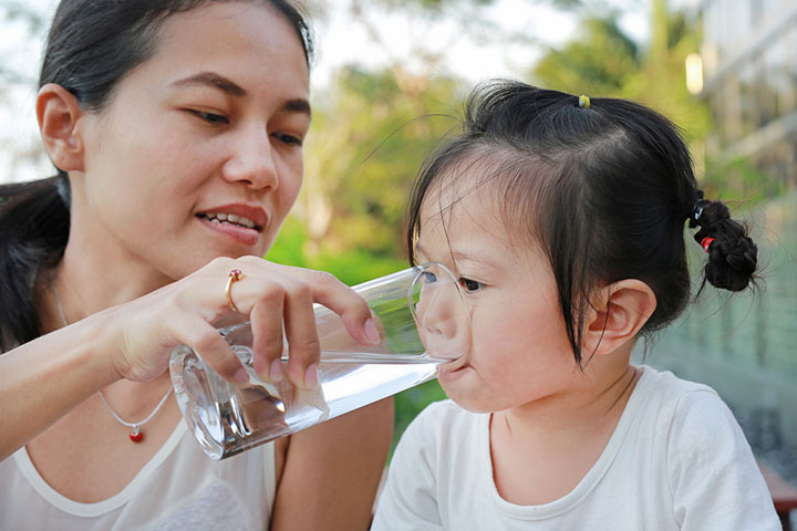 Make child sip water every five to ten minutes 