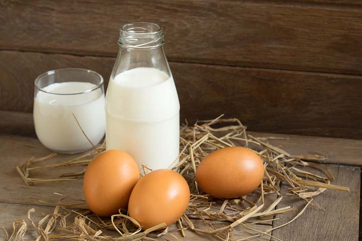 Milk and eggs may cause food allergy.