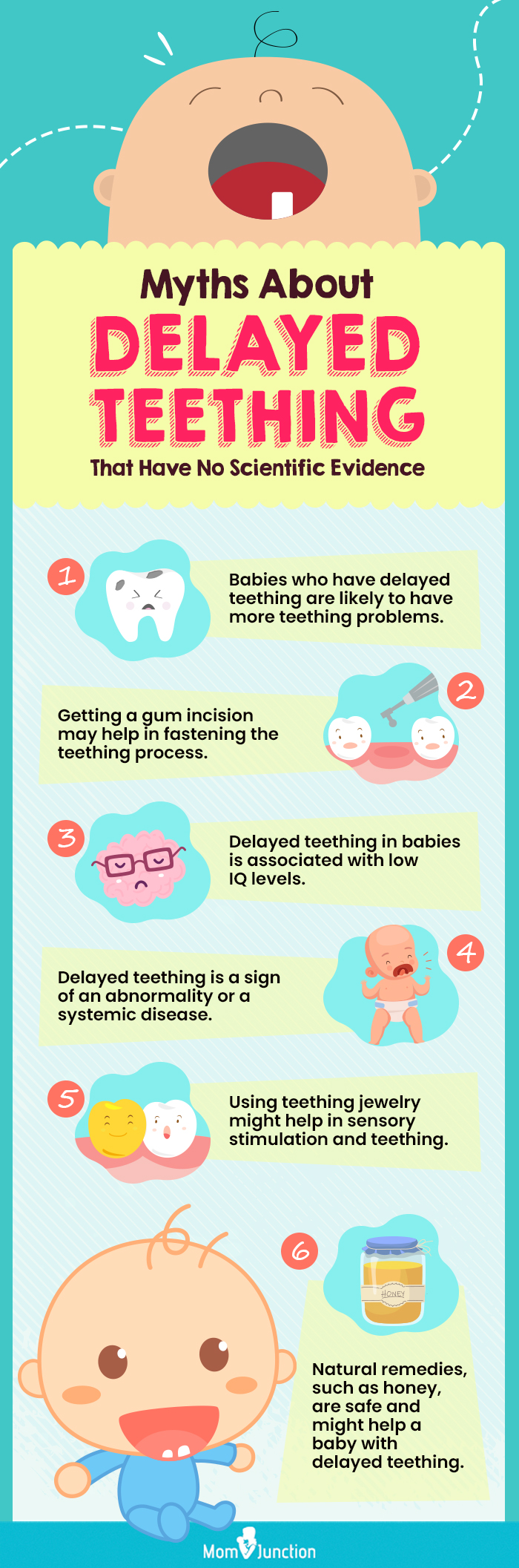 misconceptions about delayed teething in babies (infographic)