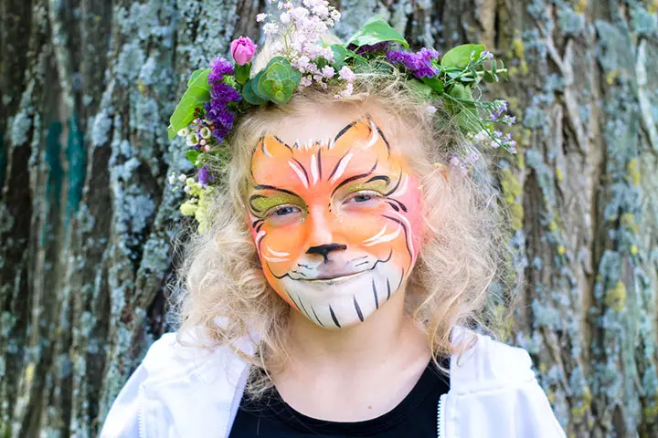 Pink And Red Tiger Face Paint