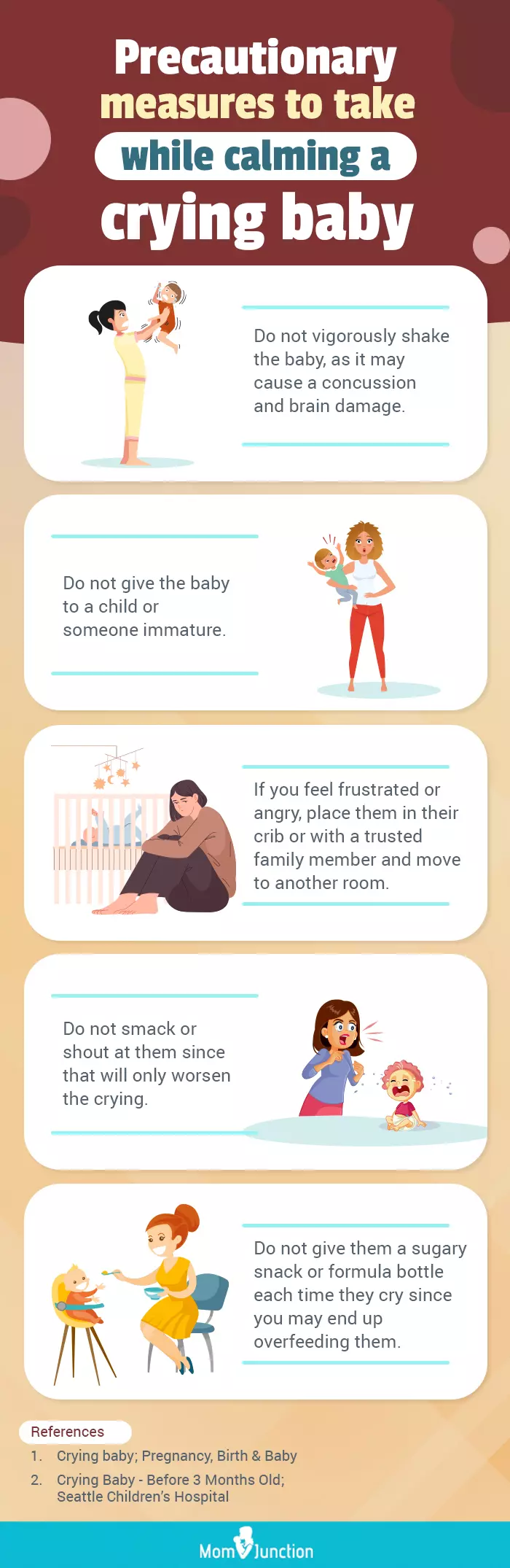 precautionary measures for when calming a crying baby (infographic)