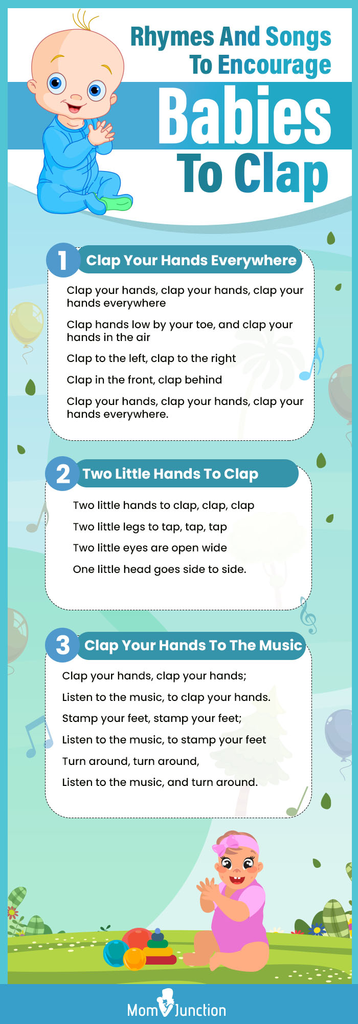 rhymes and songs to encourage babies to clap (infographic)