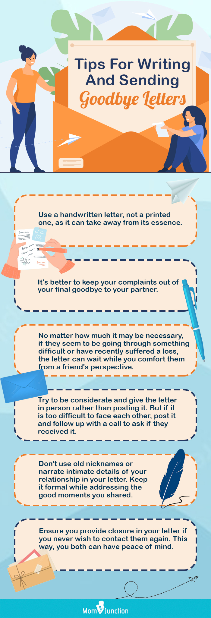 tips for writing and sending goodbye letters (infographic)