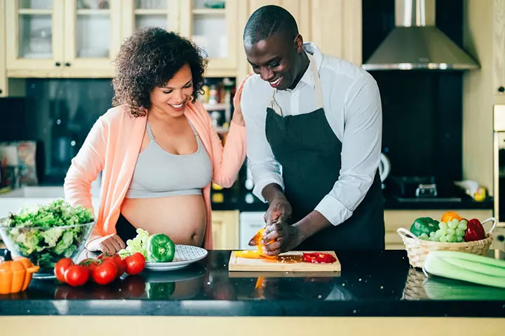 To-be father take care of his wife