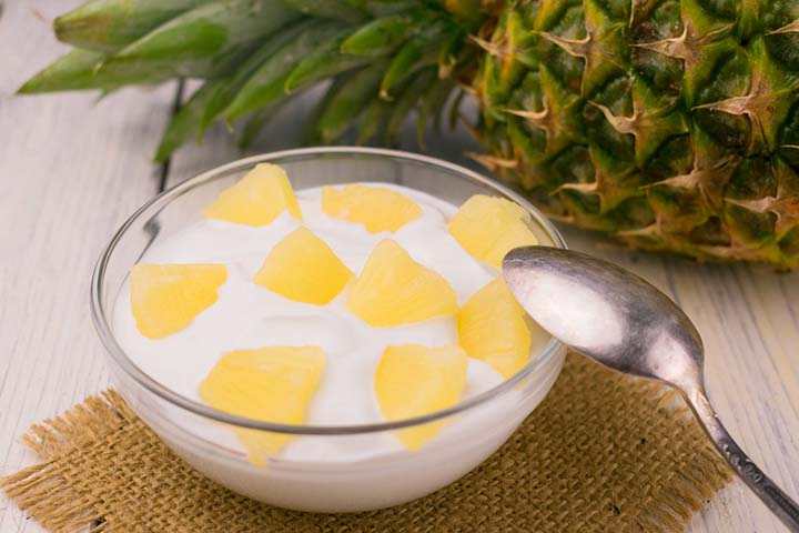 Toss fresh pineapple chunks into yogurt and have it in the morning