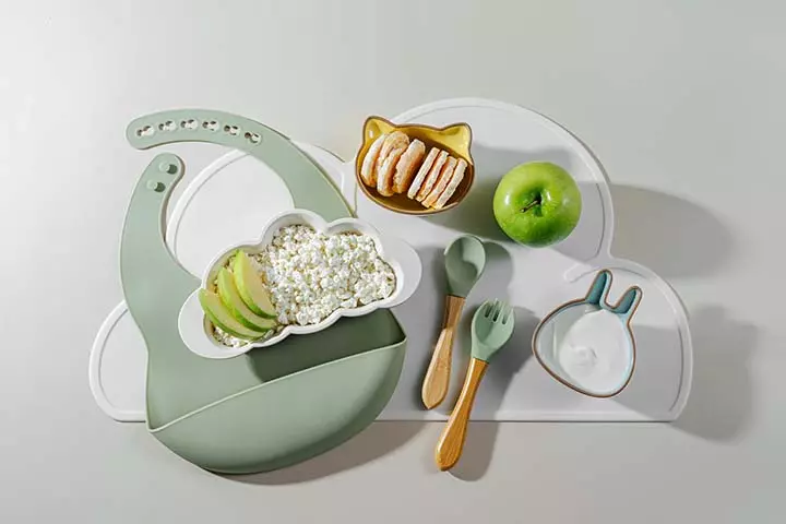 Use attractive plates and spoons to get your baby to eat