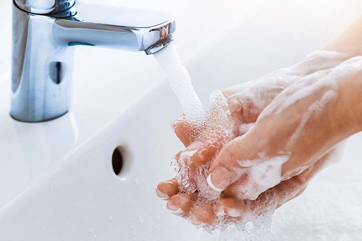 Wash your hands thoroughly with soap and water.
