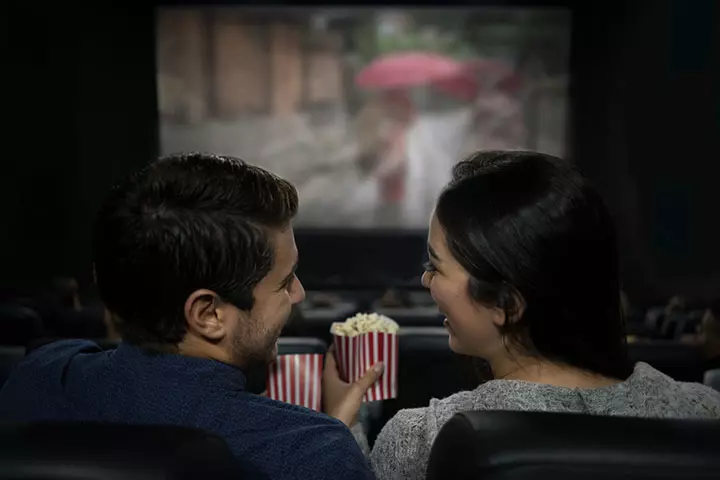 Watching a romantic movie