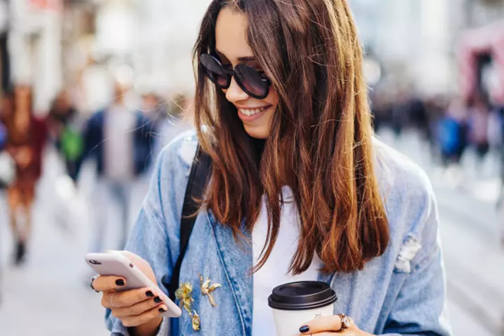 Woman reading a love text