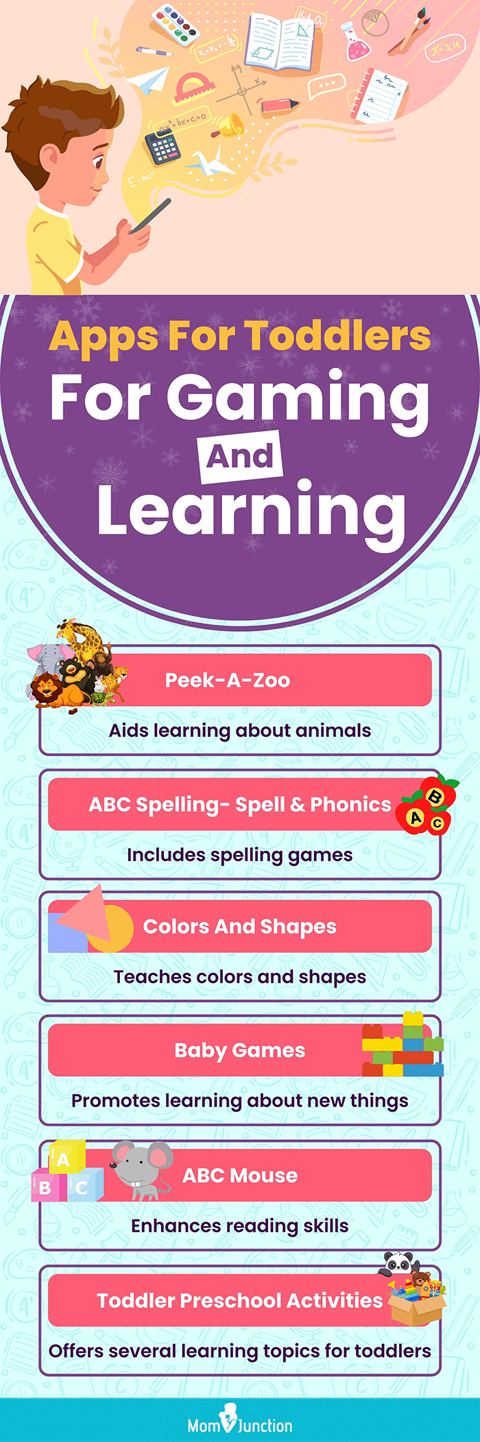 apps for toddlers for gaming and learning (infographic)