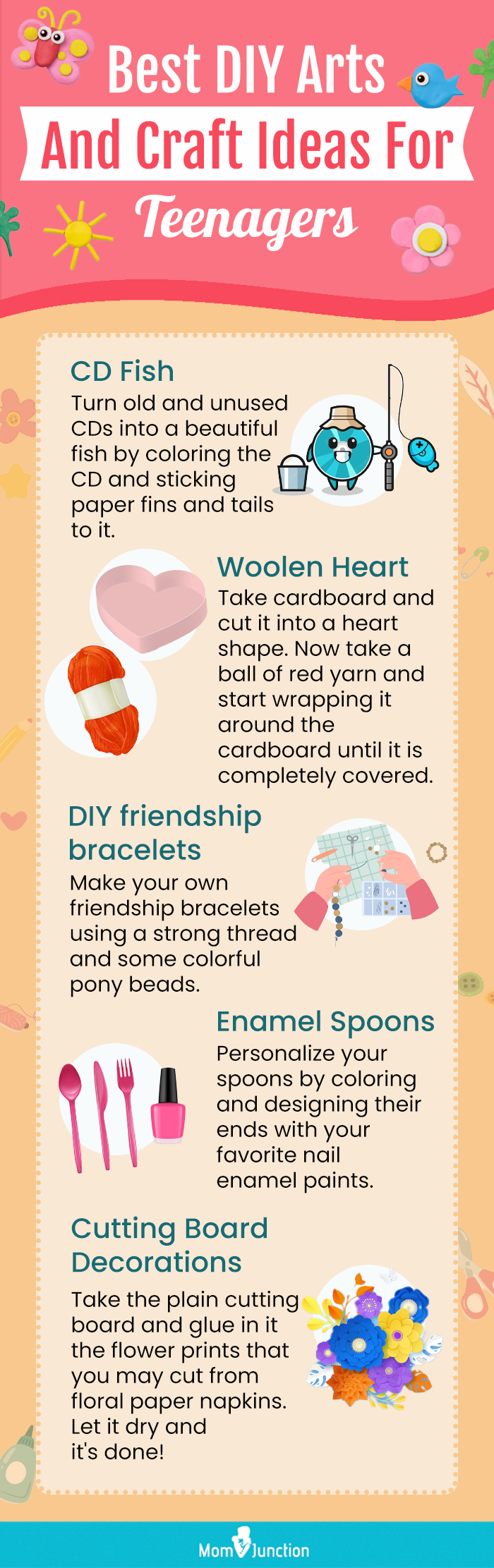 diy arts and craft ideas for teenagers (infographic)
