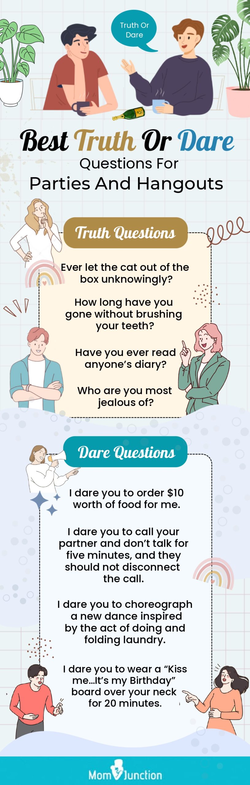 truth or dare questions for parties and hangouts (infographic)