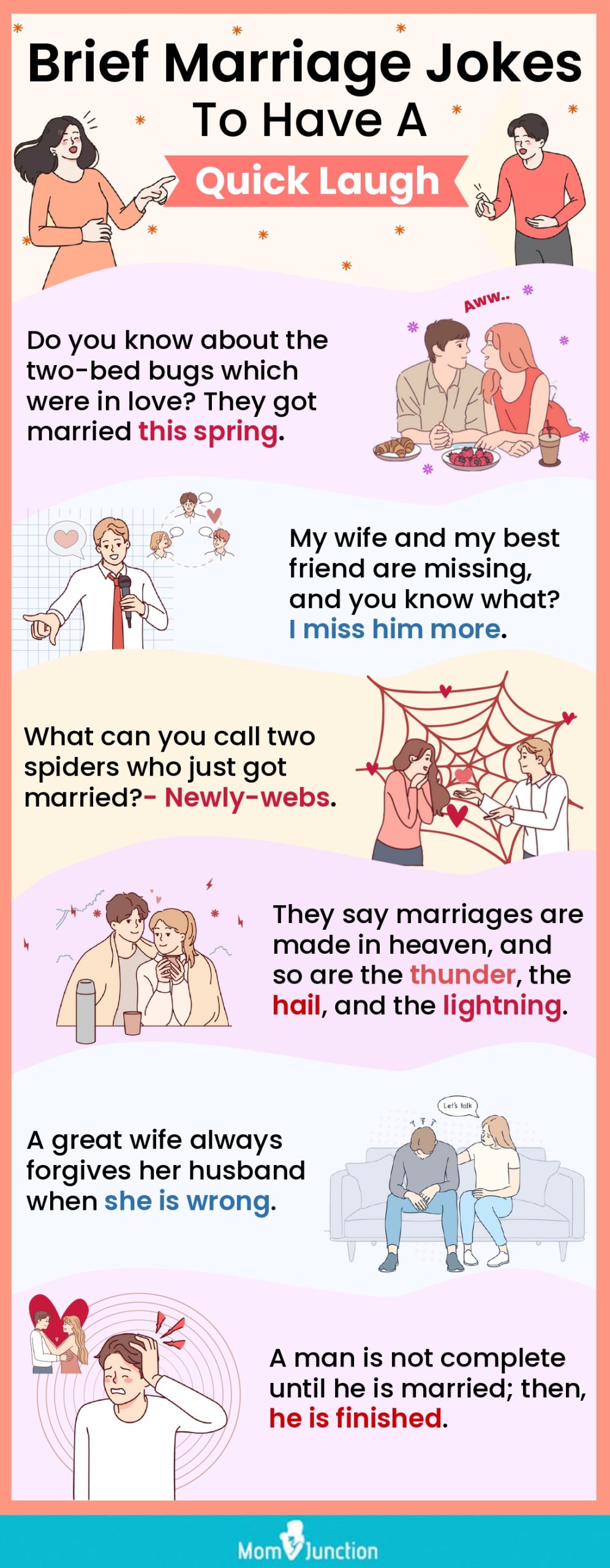 brief marriage jokes to have a quick laugh (infographic)