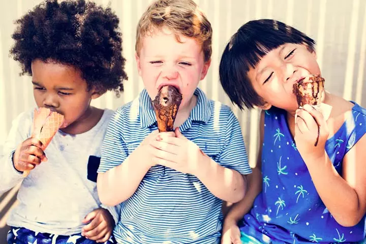 Children enjoying dessert