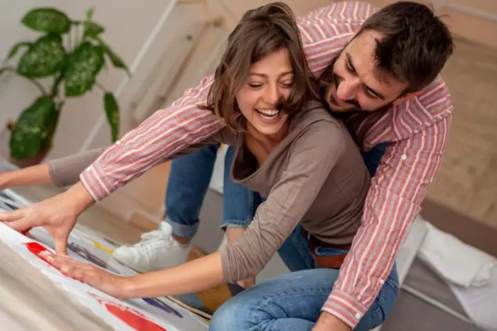 Couple enjoying twister game