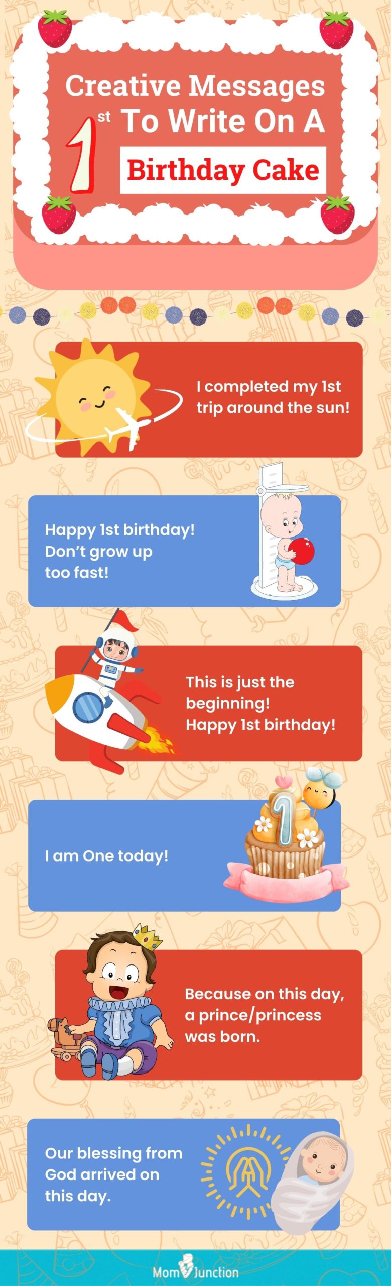 unique and funny message on first birthday (infographic)