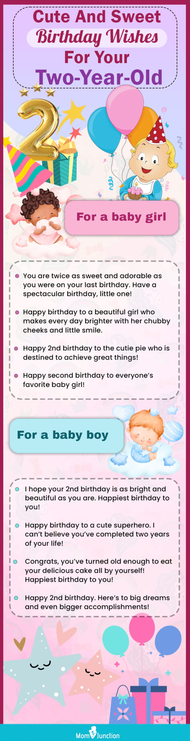 cute and sweet birthday wishes for your two year old (infographic)