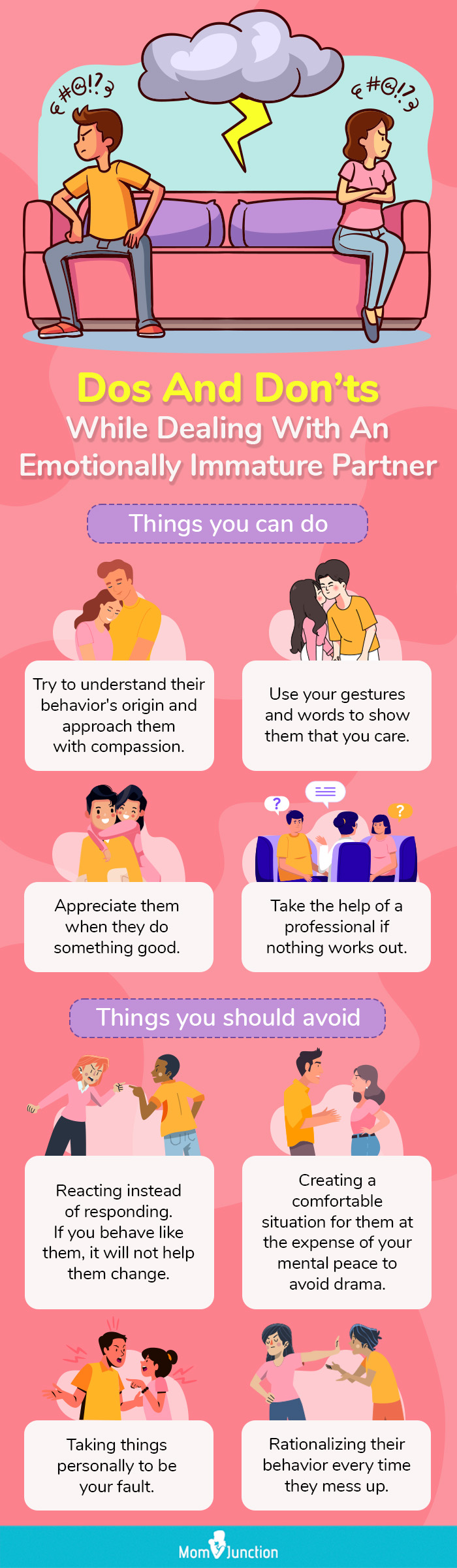 dos and don’ts while dealing with an emotionally immature partner (infographic)