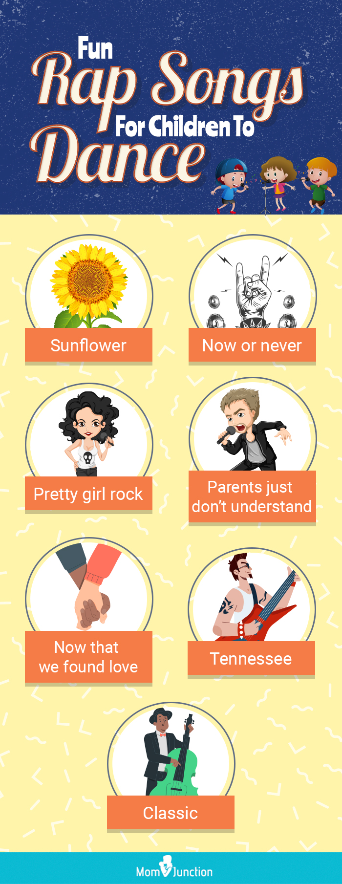 fun raps songs for children to dance (infographic)