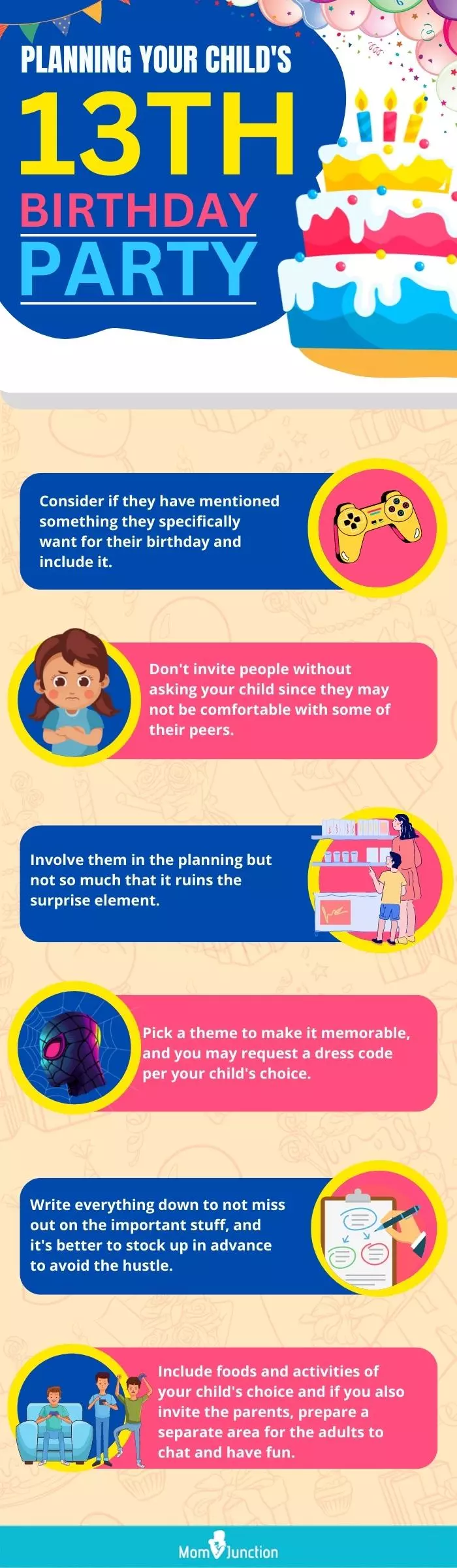 13th year old birthday party (infographic)