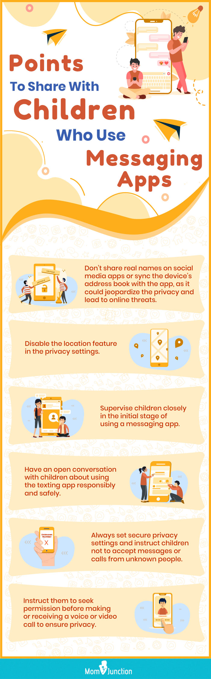 points to share with kids using a messaging app (infographic)