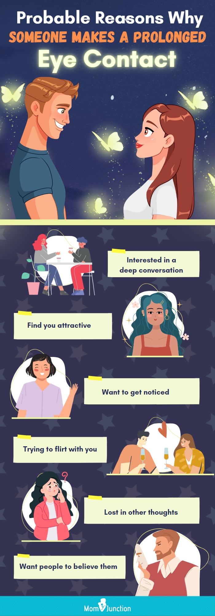 probable reasons why someone makes a prolonged eye contact [infographic]