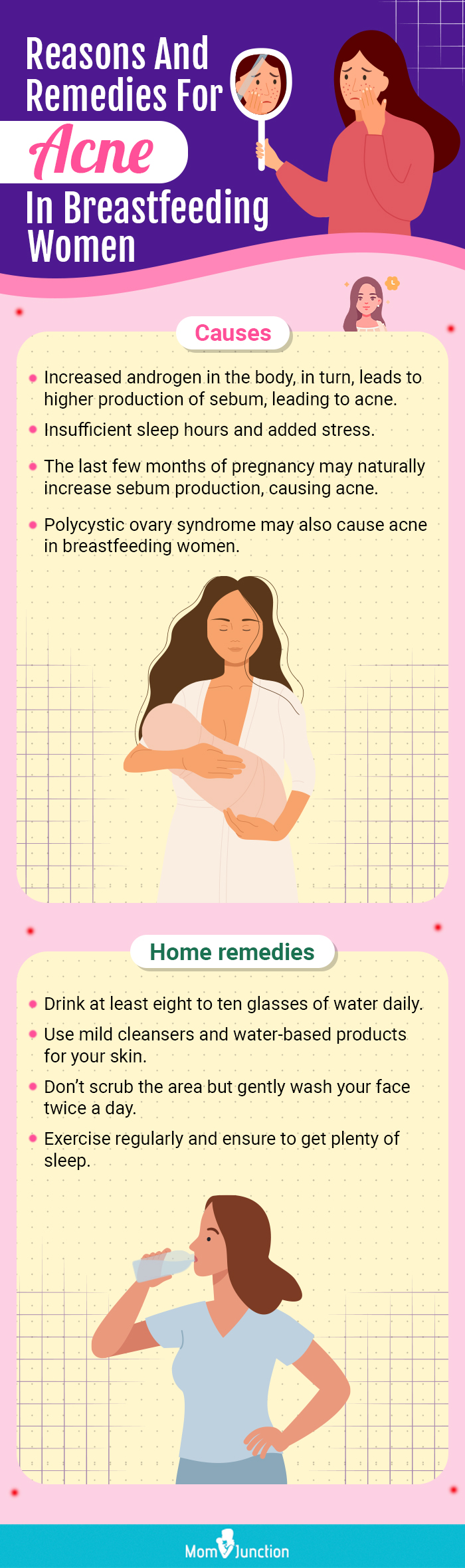 reasons and remedies for acne in breastfeeding women (infographic)