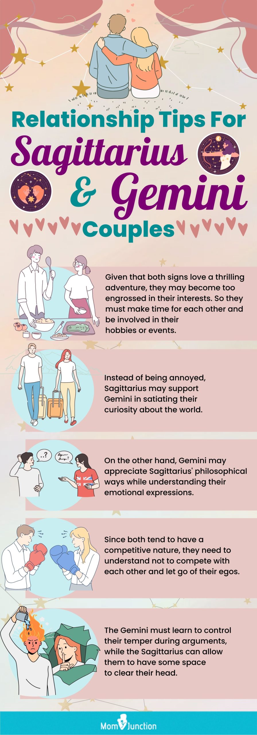 relationship tips for sagittarius and gemini couples (infographic)