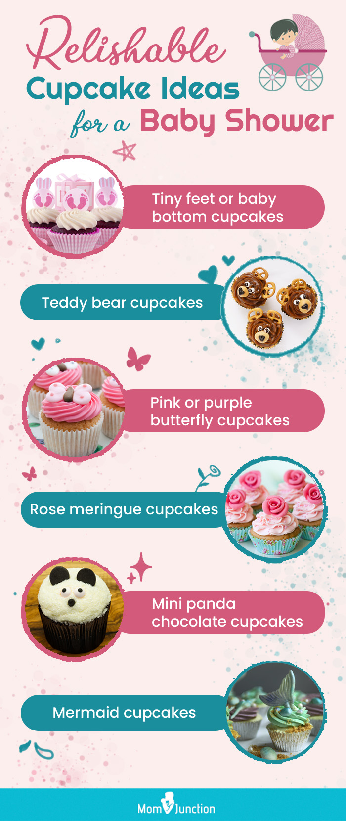 relishable cupcake ideas for a baby shower (infographic)
