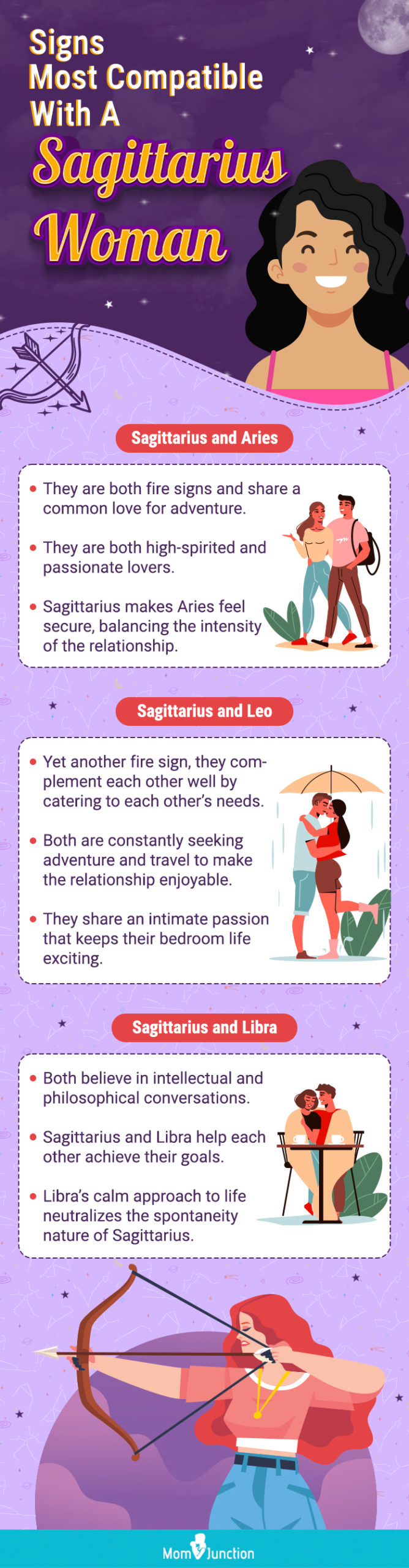 signs most compatible with a sagittarius woman (infographic)
